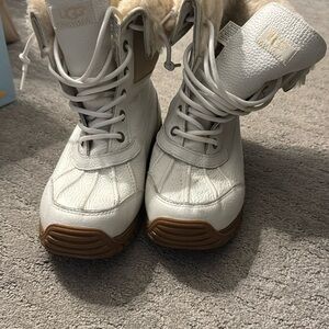 UGG White and Tan Boots with Classic Design